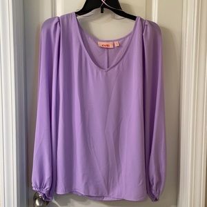 EVRI 1X Purple Knit Blouse